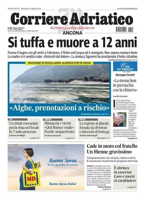 Prima-pagina-corriere adriatico-edizione-di-oggi-30-06-2024